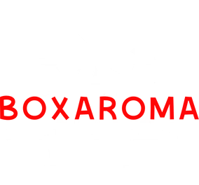 Red 'BOXAROMA' text on a white background